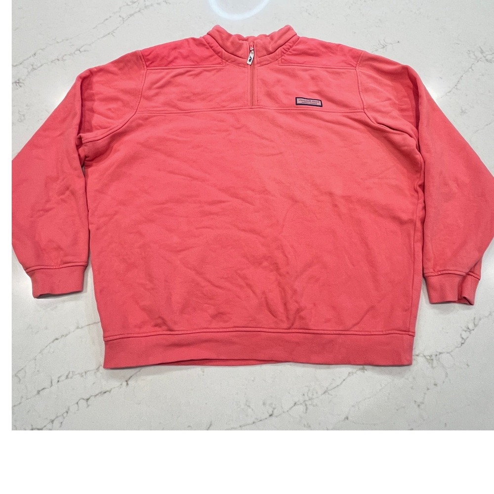 Vineyard Vines Collegiate Shep Shirt 1/4 Zip Pullover Mens XL Coral Pink Cotton